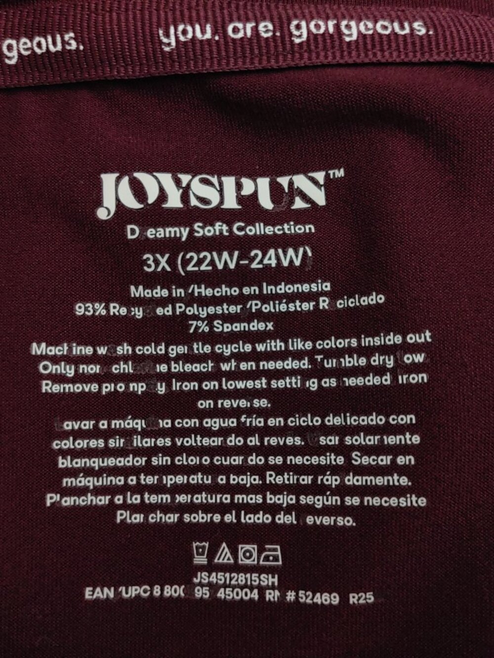 Joyspun Hello Beautiful Size 3X(22W-24W) Maroon/Plaid 2pc Lounge Set W/Pocket - Picture 8 of 16